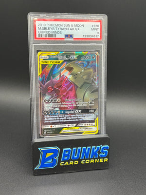 Mega Sableye & Tyranitar GX Unified Minds PSA 9