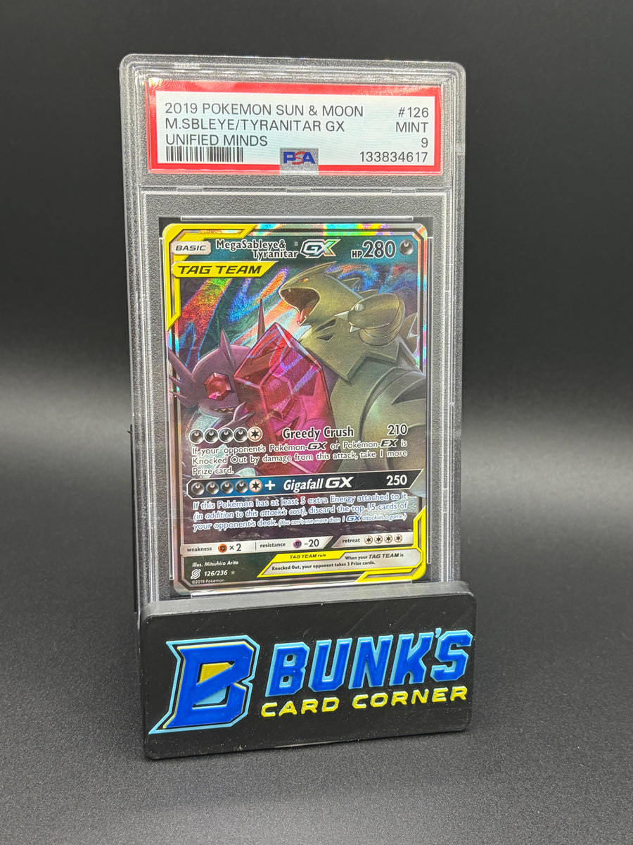 Mega Sableye & Tyranitar GX Unified Minds PSA 9