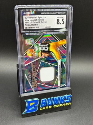 2019 Donald Driver Neon Marble Max Impact Relics CGC 8.5 1/4