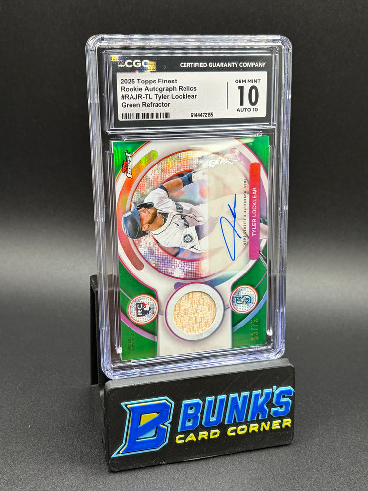 2025 Tyler Locklear Green Refractor Auto Relics CGC 10 Auto 10 63/75