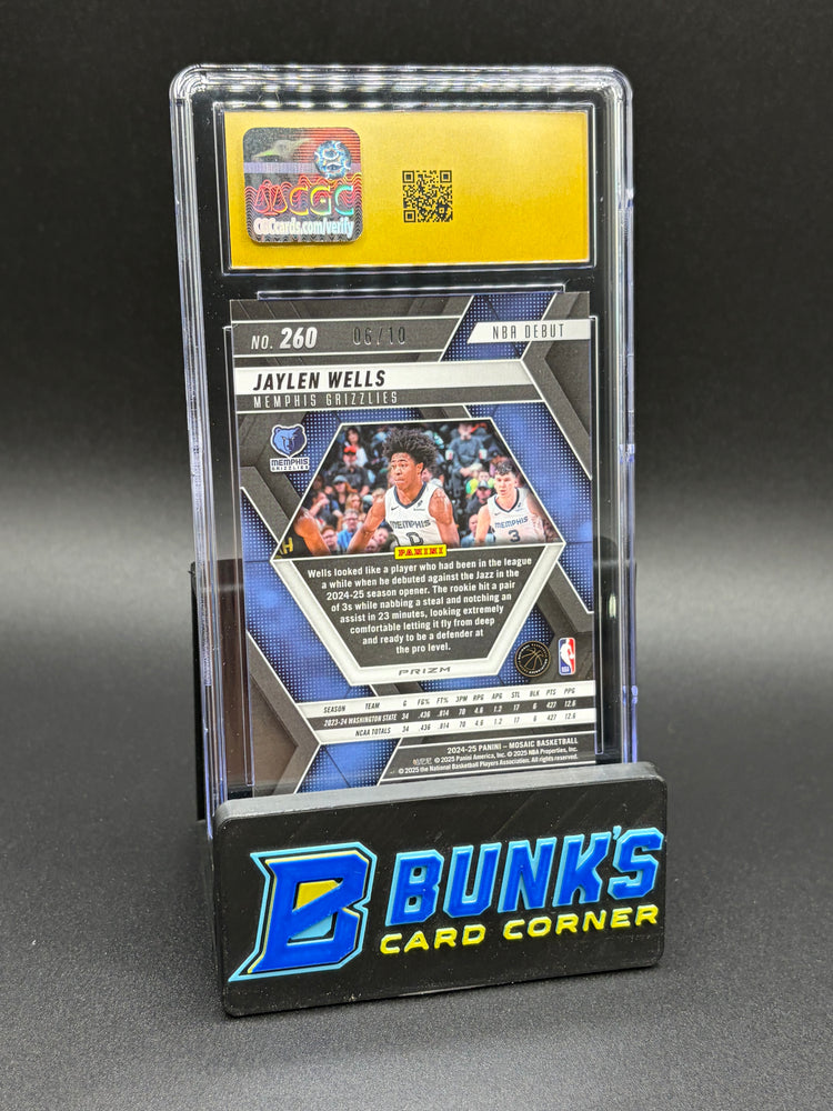 2024-25 Jaylen Wells Pink Fluorescent Mosaic CGC Pristine 10 RC 6/10