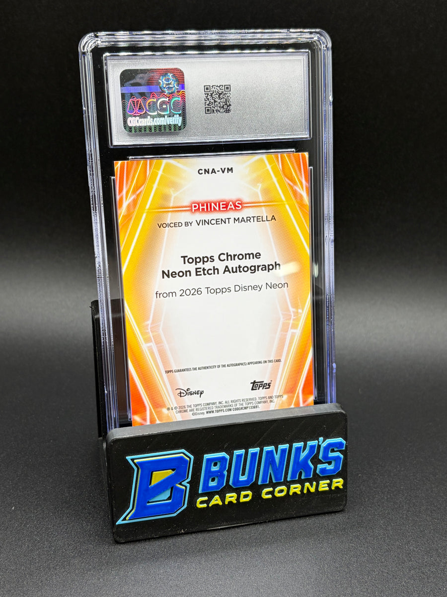 Vincent Martella Chrome Etch Auto Black Speckle Disney Neon CGC 10 Auto 10 1/10