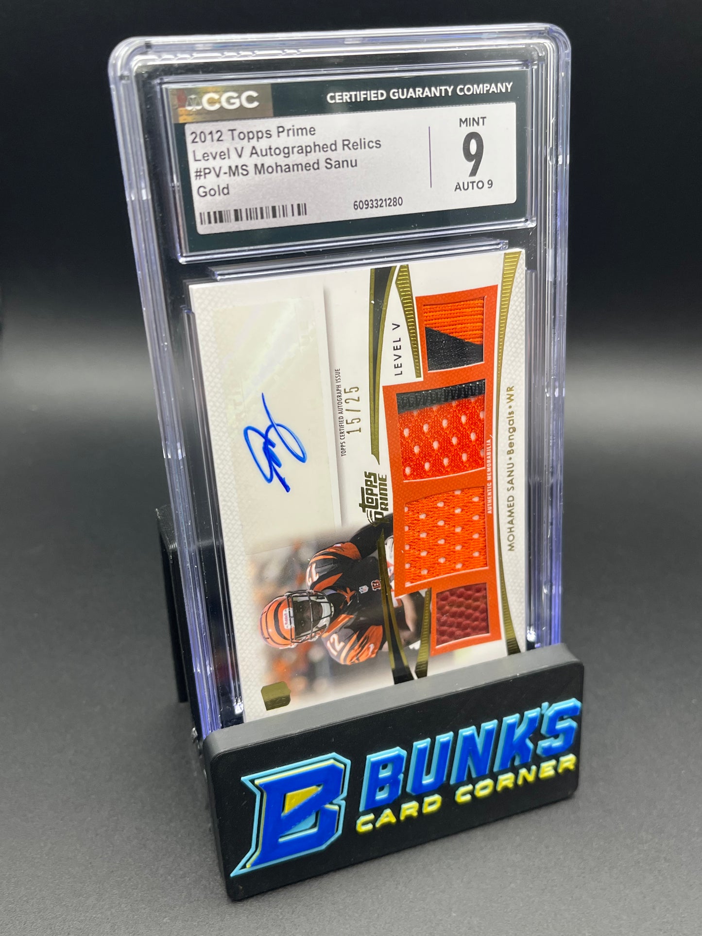 2012 Mohamed Sanu Gold Level V Autographed Relics 4 Patch CGC 9 Auto 10 15/25 RC