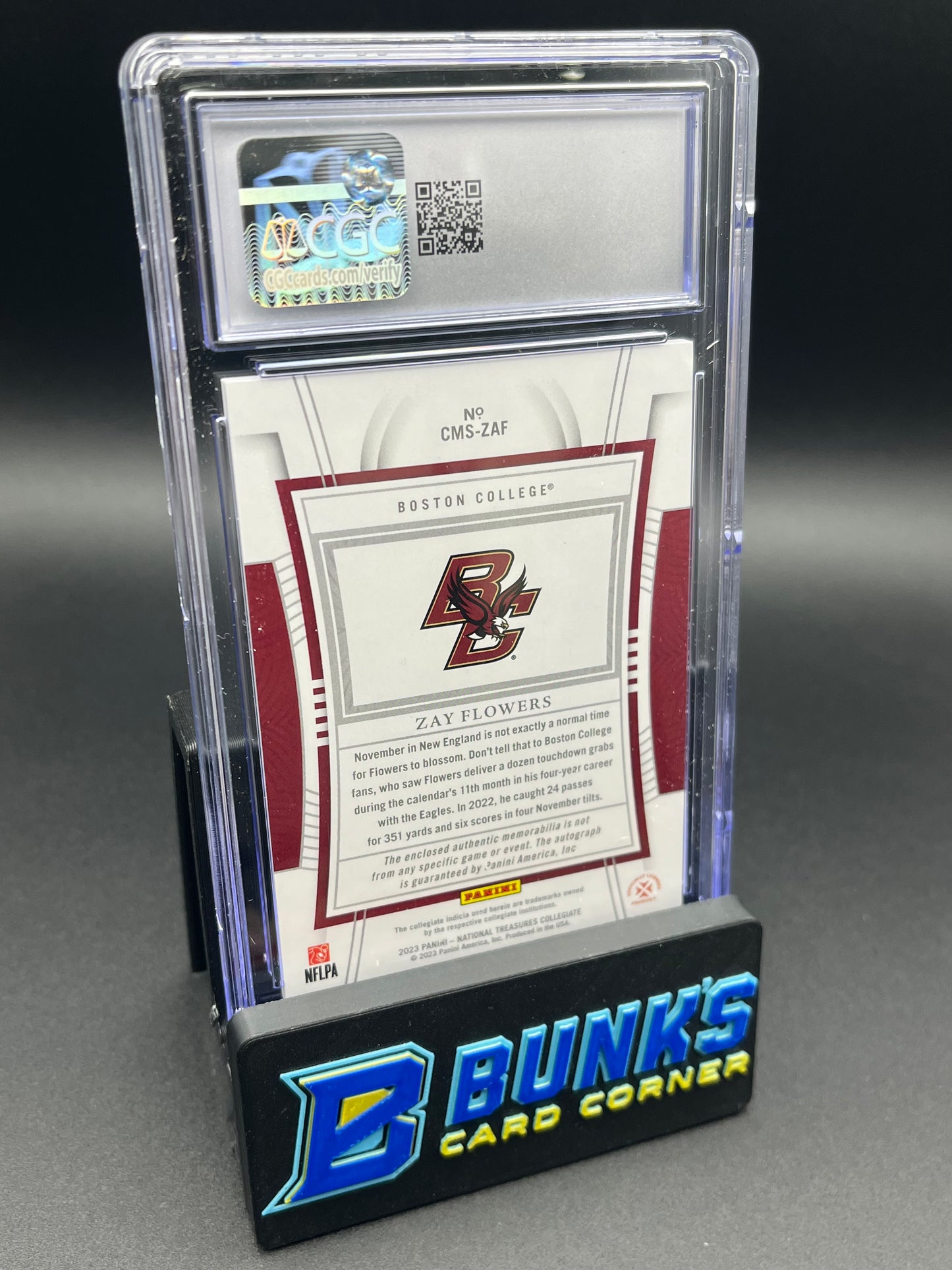 2023 Zay Flowers Silver College Materials Signatures AU Auto 10 RC 3/39