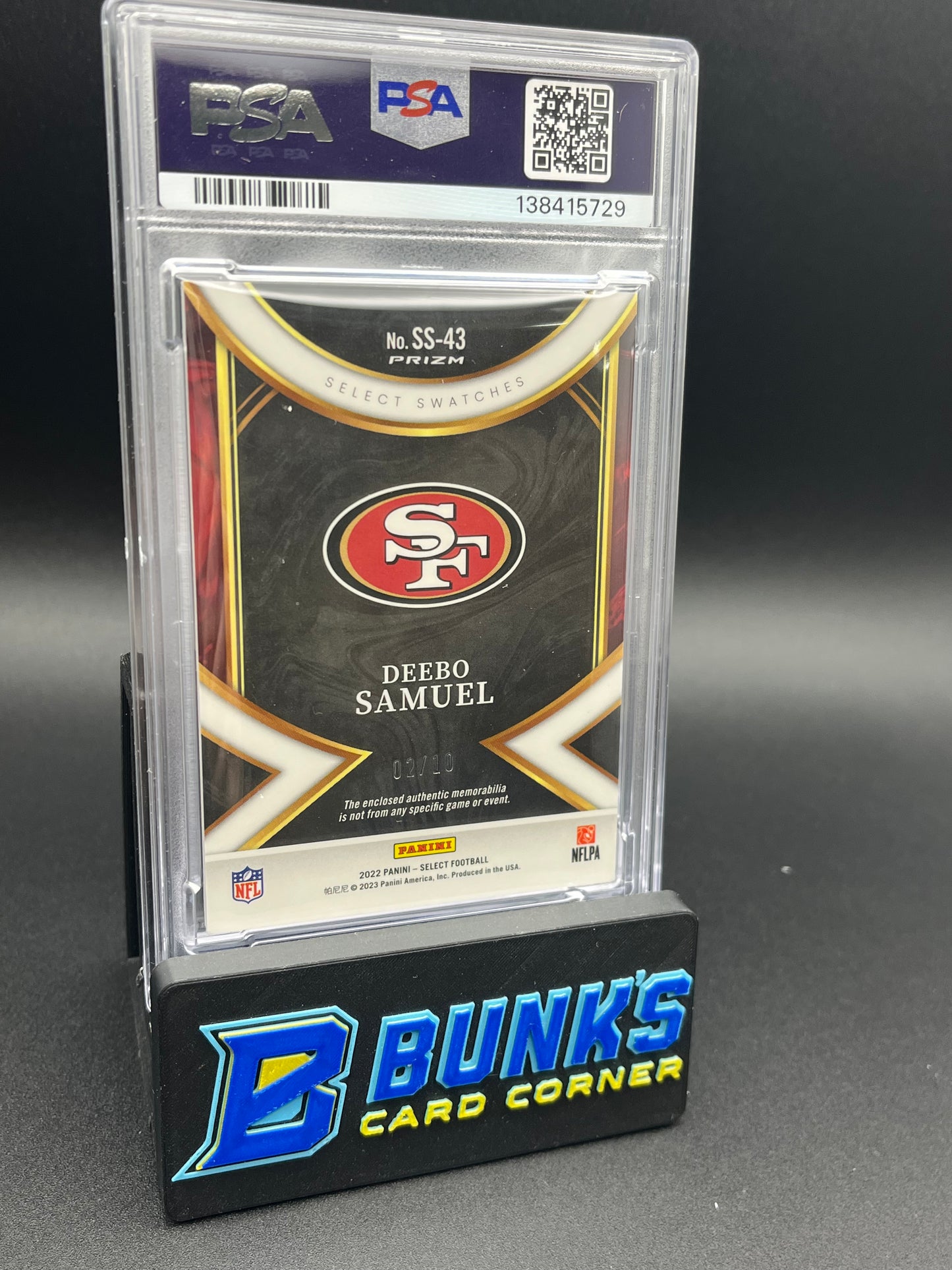 2022 Deebo Samuel Select SWT Gold Prizm PSA 8 Patch 2/10