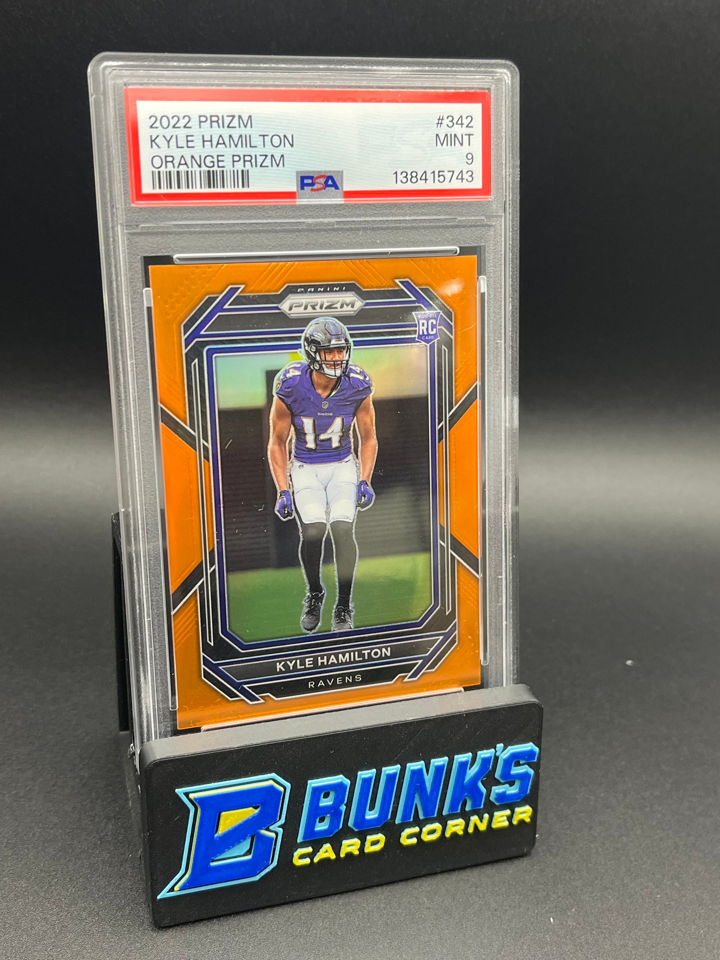 2022 Kyle Hamilton Orange Prizm PSA 9 RC 104/249