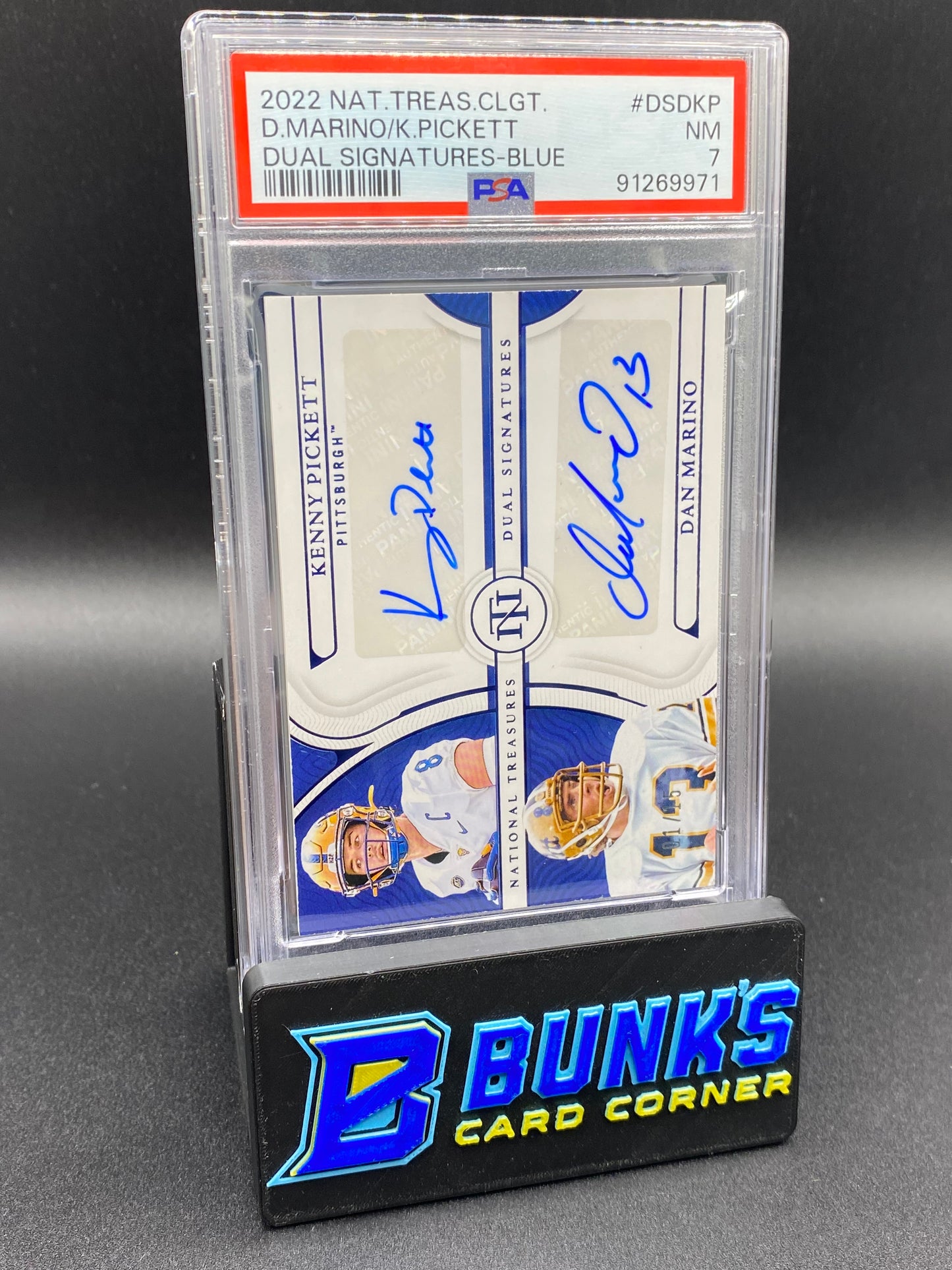 2022 Kenny Pickett/Dan Marino Dual Sig Blue PSA 7 1/15