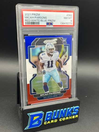 2021 Micah Parsons Red/White/Blue Prizm PSA 8 RC