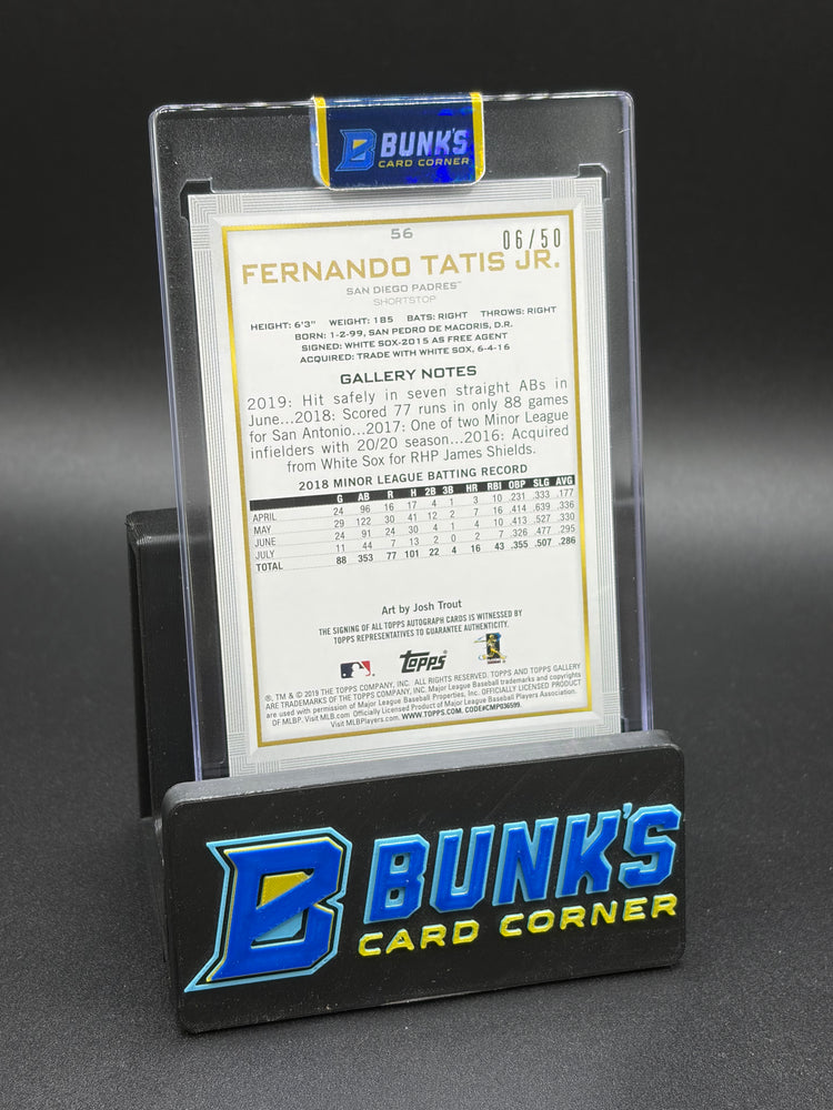 2019 Fernando Tatis Jr Topps Gallery Rookie Auto 6/50 RC