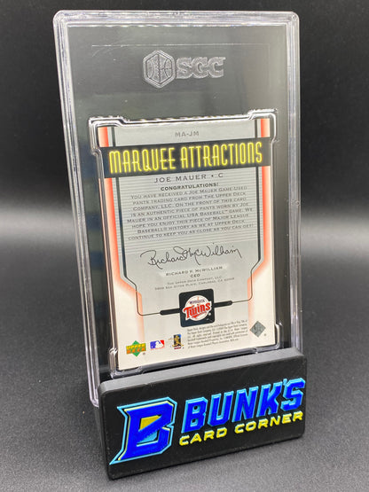 2005 Joe Mauer Marguee Attractions Material SGC 9.5