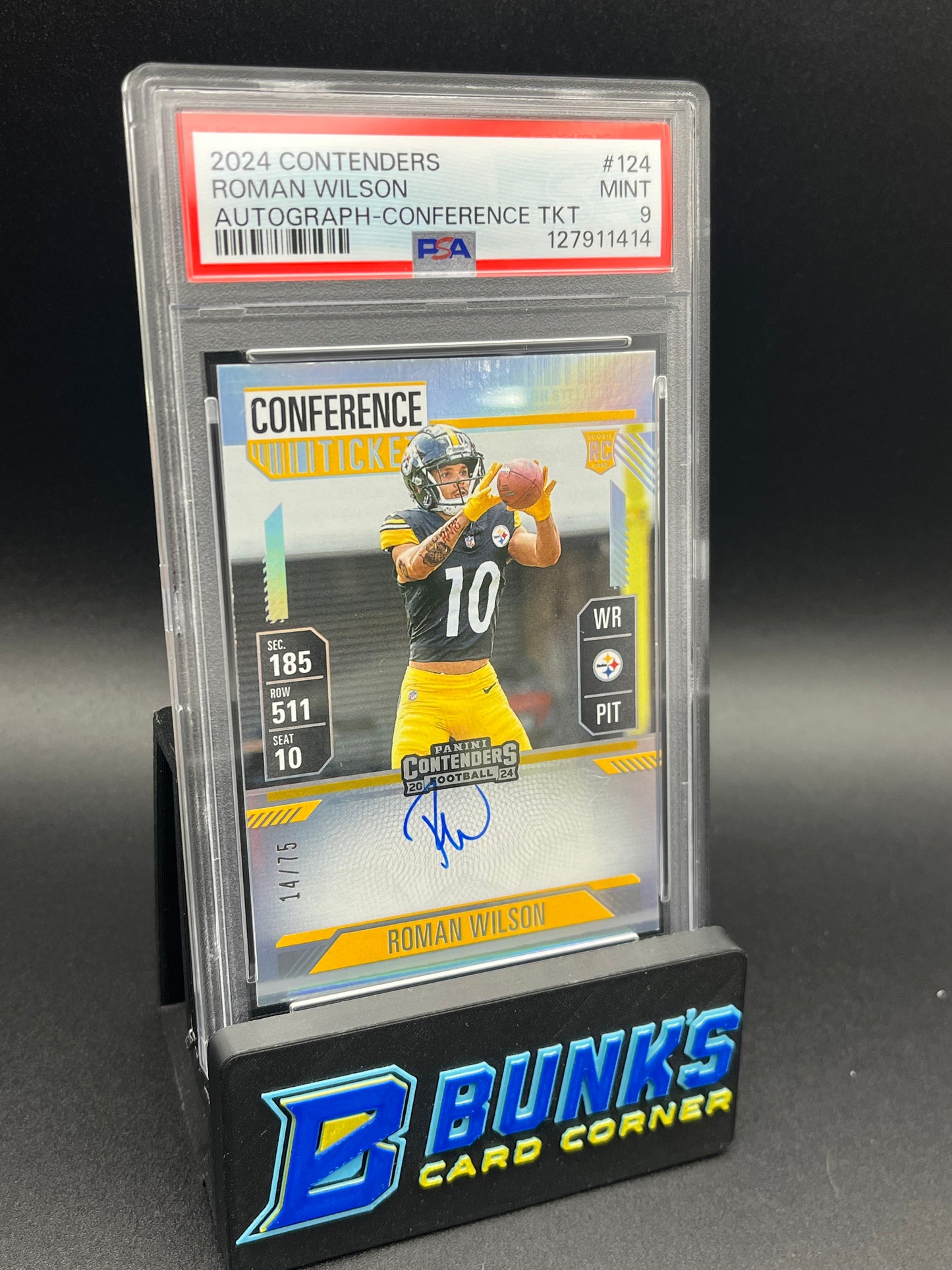 2024 Roman Wilson Autograph Conference TKT PSA 9 RC 14/75