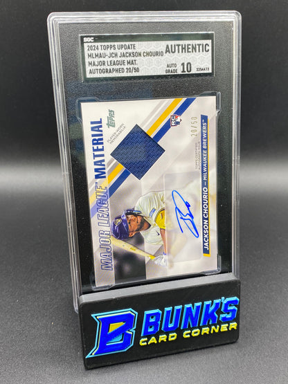 2024 Jackson Chourio Major League Mat. Auto 20/50 SGC Auto 10