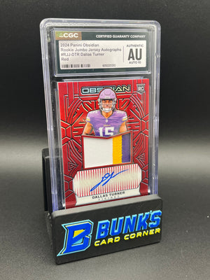 2024 Dallas Turner Red Rookie Jumbo Jersey Autographs 3 Colored Patch CGC AU Auto 10 RC 52/75