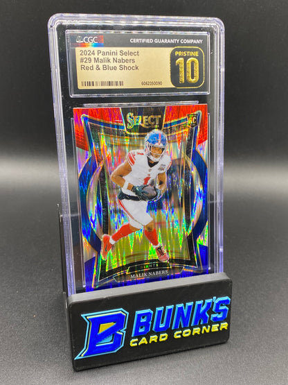 2024 Malik Nabers Red & Blue Shock CGC PRISTINE 10