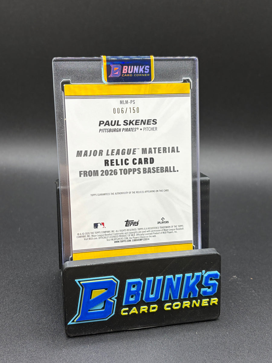 2026 Paul Skenes Relic Topps Player Worn Patch 6/150