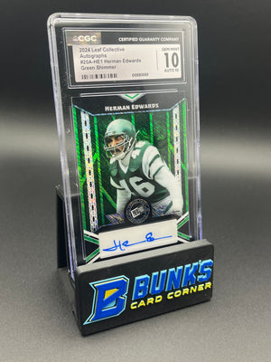 2024 Herman Edwards Green Shimmer Auto CGC Gem 10 AUTO 10 5/6