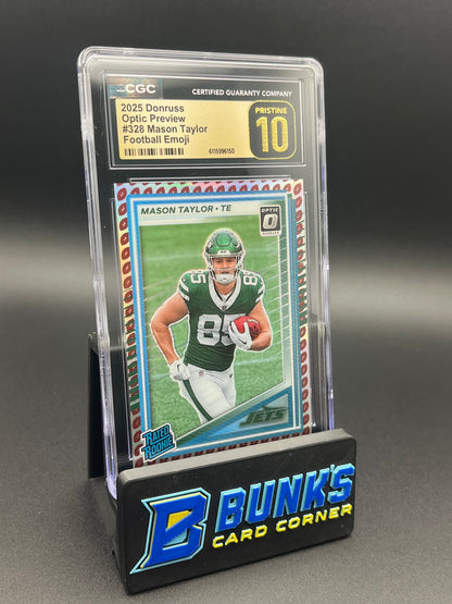 2025 Mason Taylor Football Emoji Optic Preview CGC Pristine 10 RC
