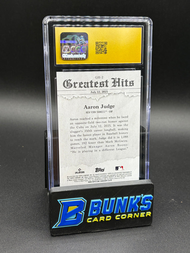 2026 Aaron Judge Topps Greatest Hits CGC Pristine 10