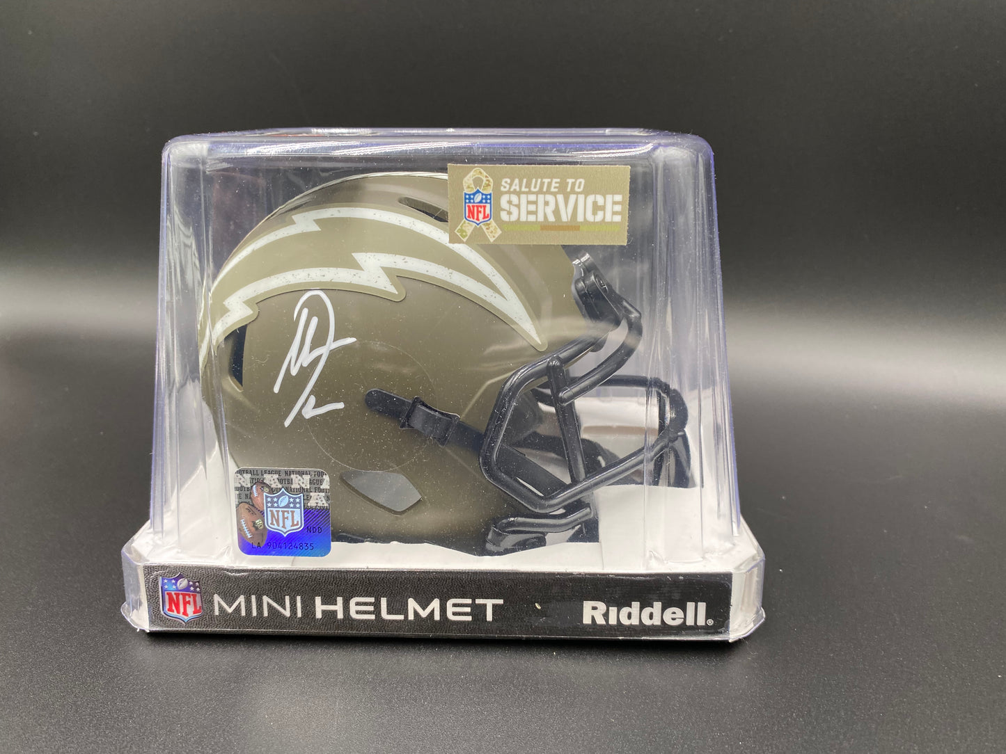 Antonio Gates signed Mini Helmet Chargers Salute to Service