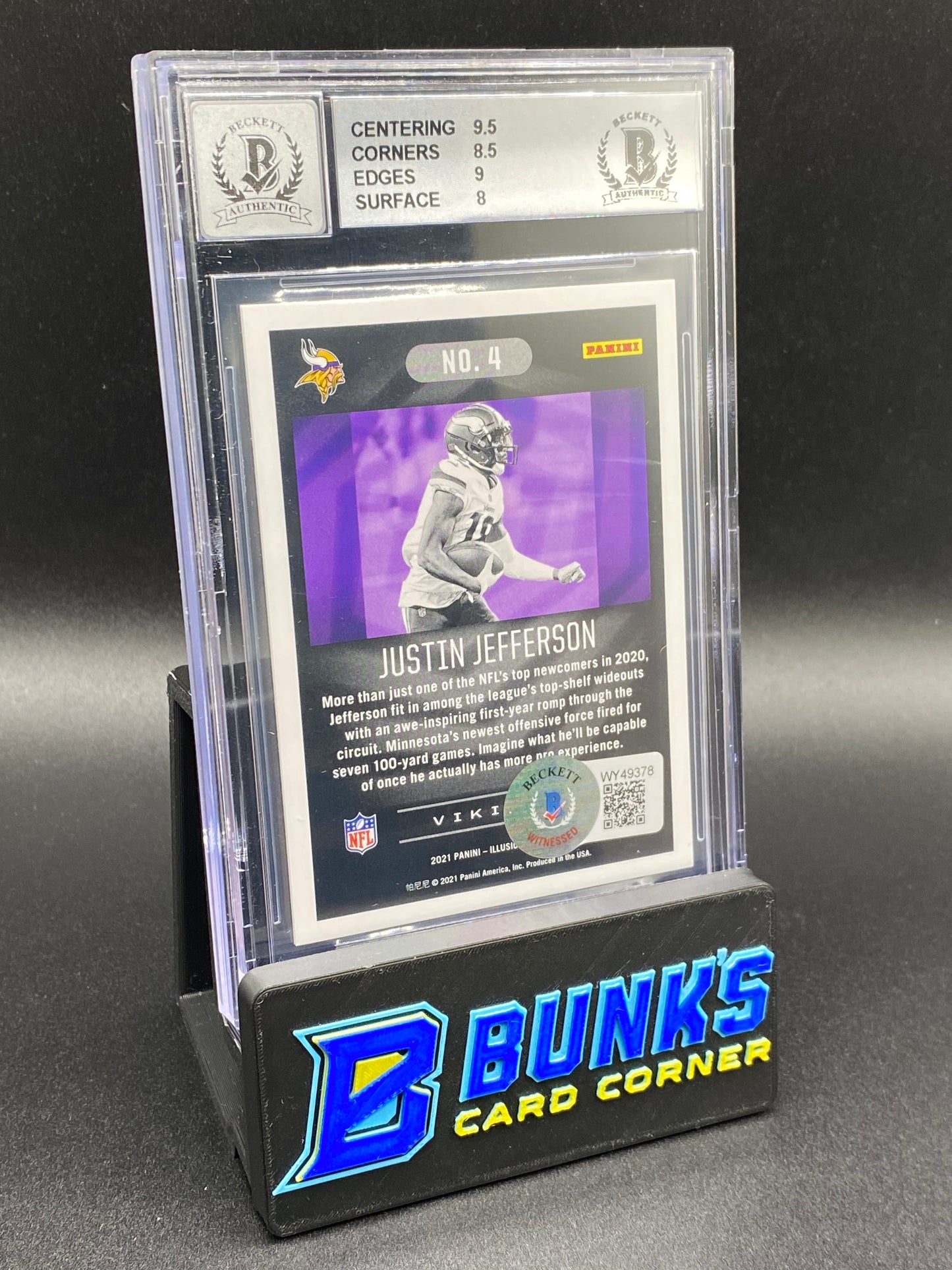 2021 Justin Jefferson Illusions Auto Beckett 8.5/10