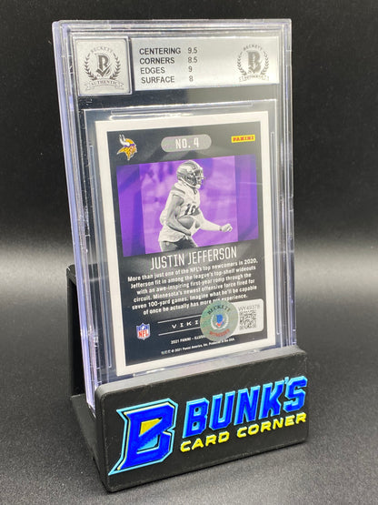 2021 Justin Jefferson Illusions Auto Beckett 8.5/10