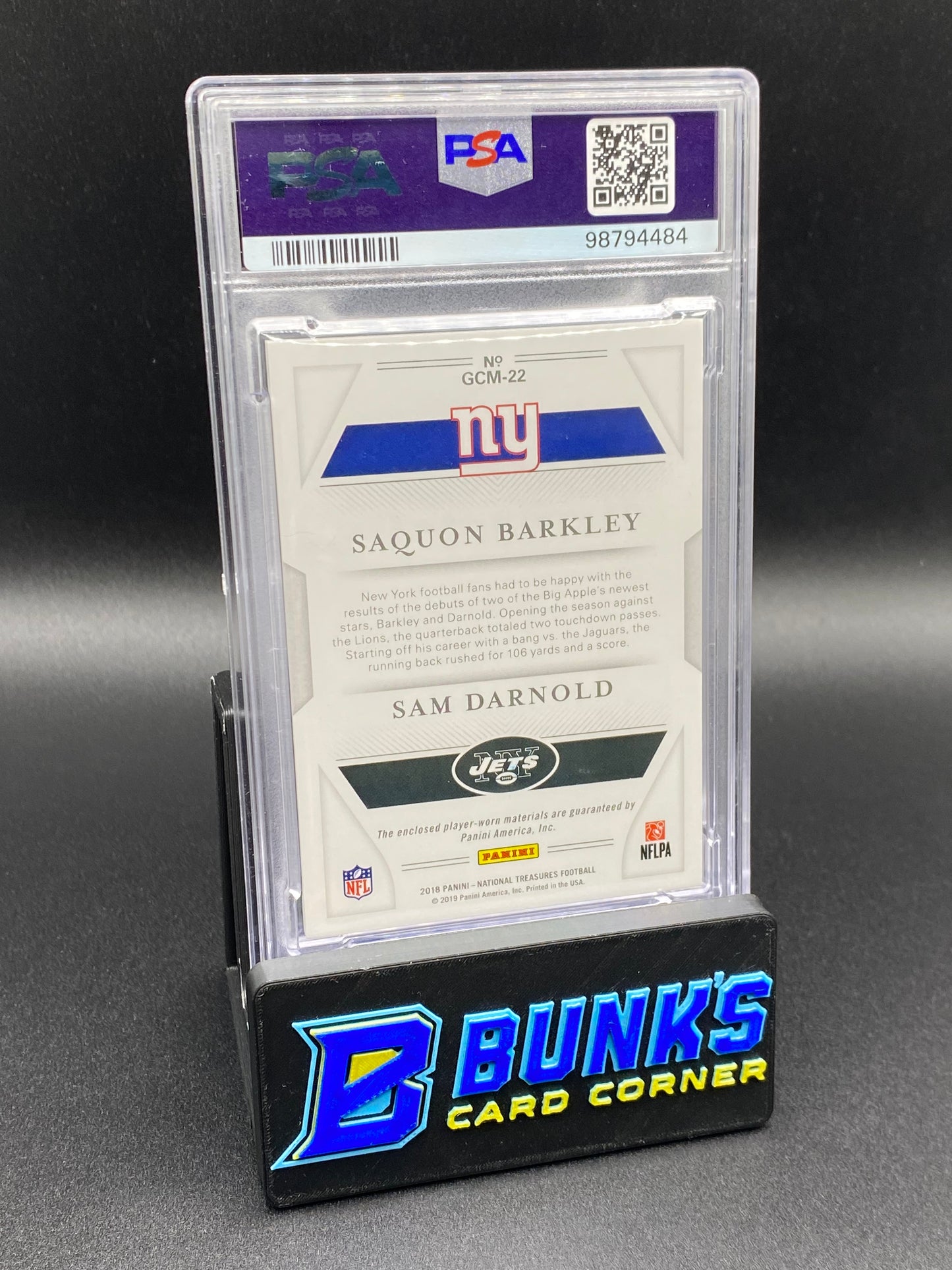 2018 Sam Darnold & Saquon Barkley National Treasure Material PSA 8 RC