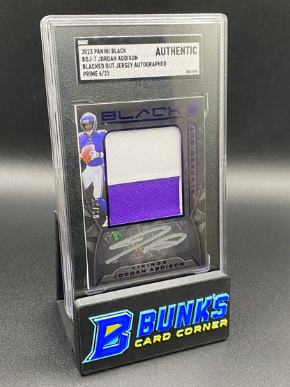 2023 Jordan Addison Blacked Out Jersey Auto Prime 6/25 SGC Authentic