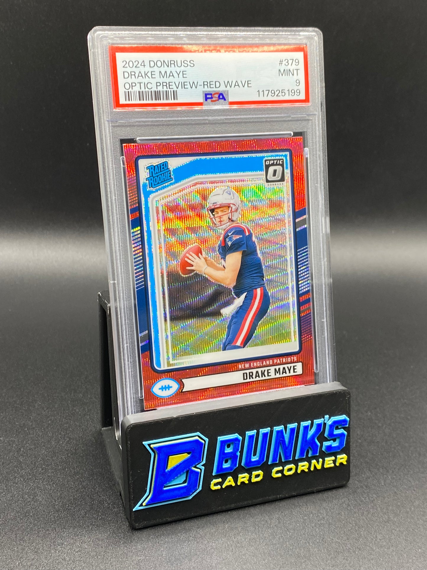 2024 Drake Maye Optic Preview-Red Wave PSA 9