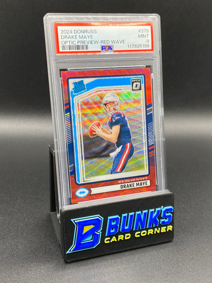 2024 Drake Maye Optic Preview-Red Wave PSA 9