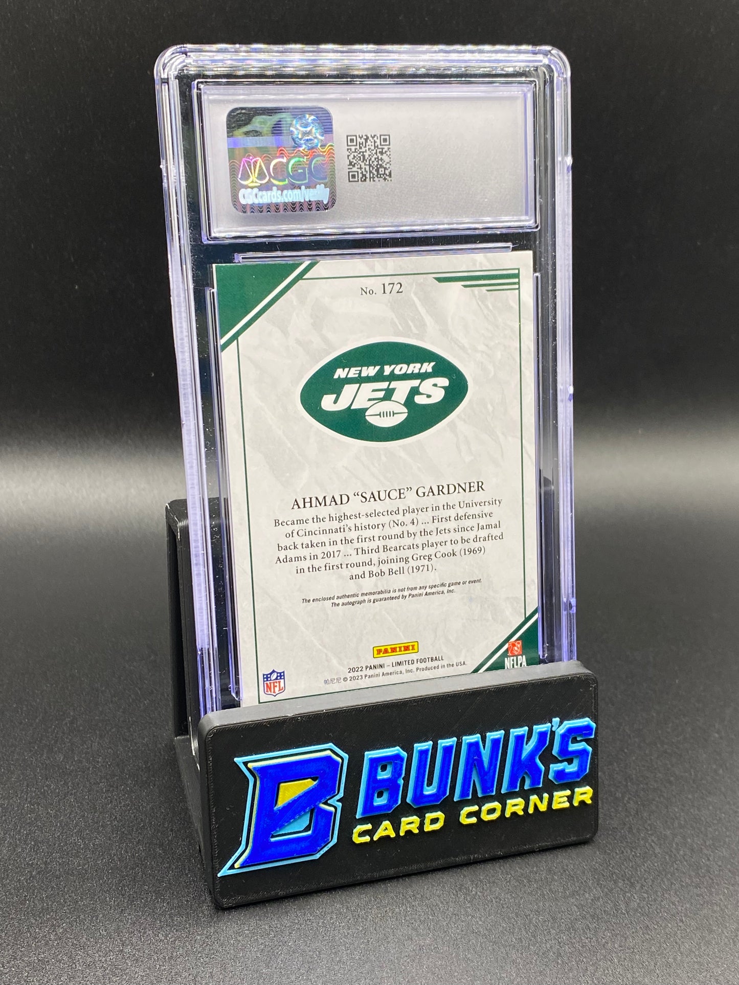 2022 Ahmad "Sauce" Gardner Rookie Jumbo Patch Auto CGC Authentic