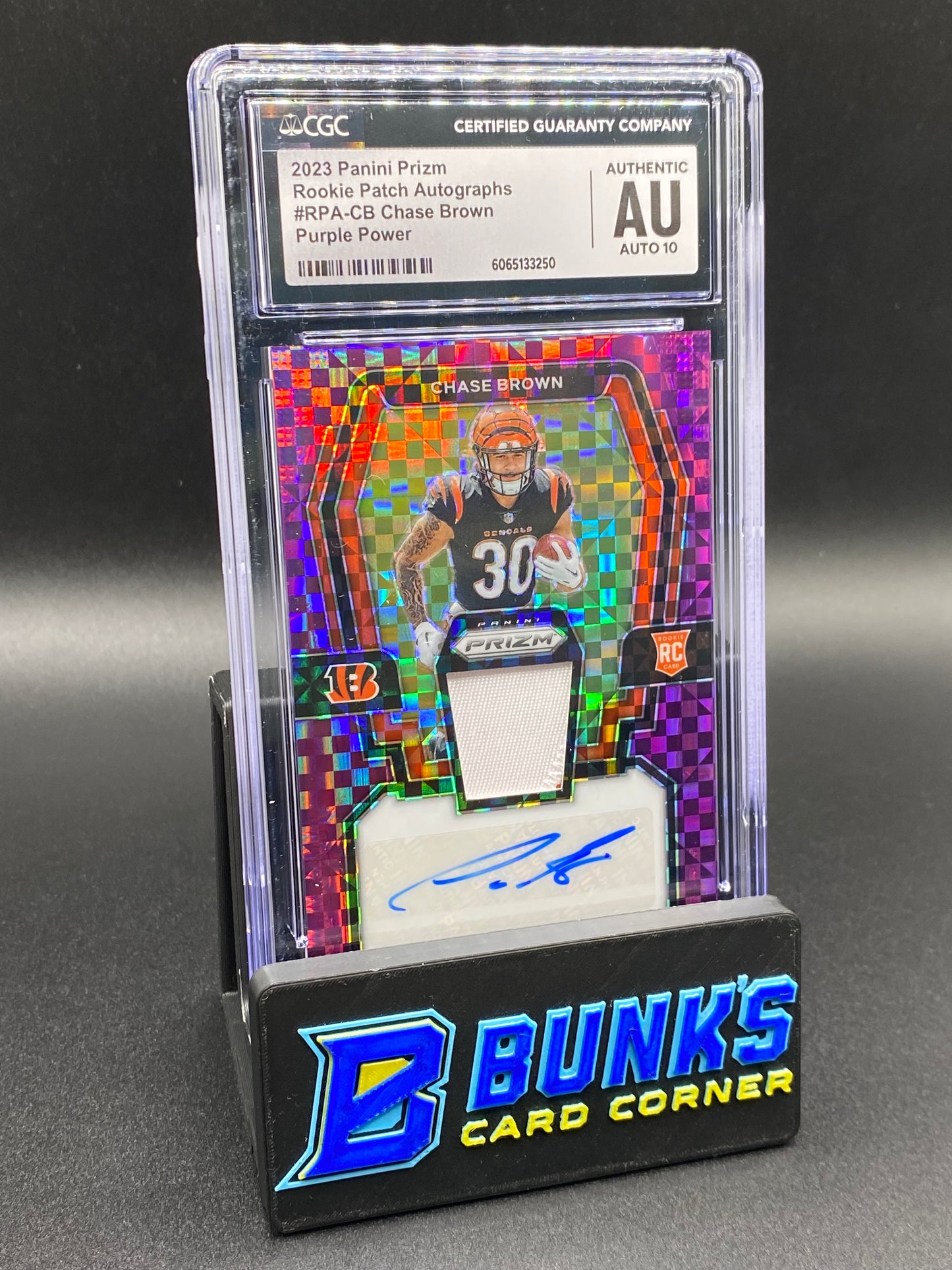 2023 Chase Brown Purple Power Auto Patch CGC Authentic Auto 10