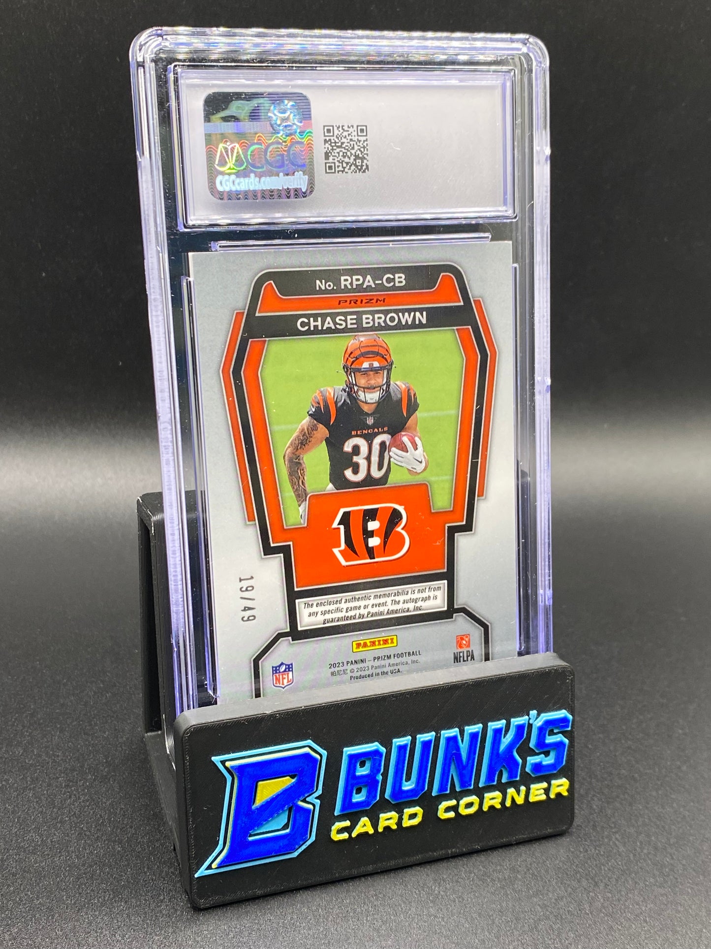 2023 Chase Brown Purple Power Auto Patch CGC Authentic Auto 10