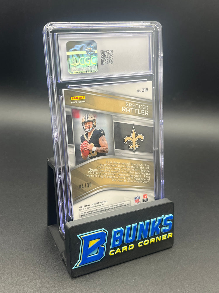 2024 Spencer Rattler Neon Purple Rookie Patch Autographs CGC 9 Auto 10 RC 4/30