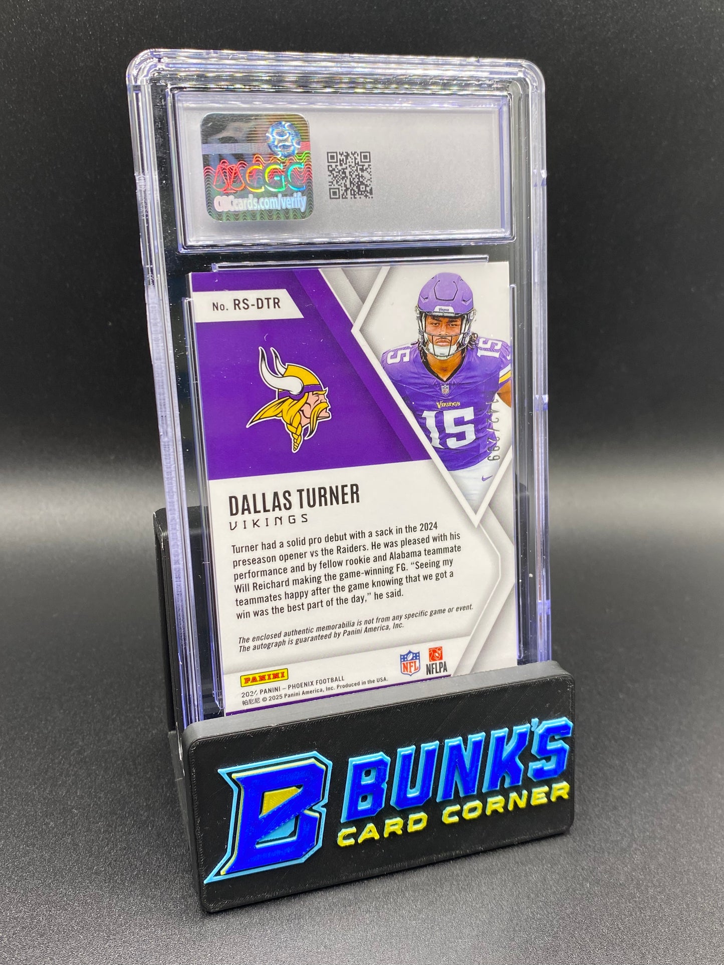 2024 Dallas Turner Rookie Silhouettes Auto CGC Authentic 142/299