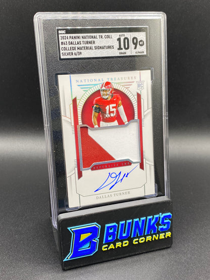 2024 Dallas Turner College Material Sig Silver 6/39 SGC 10/9