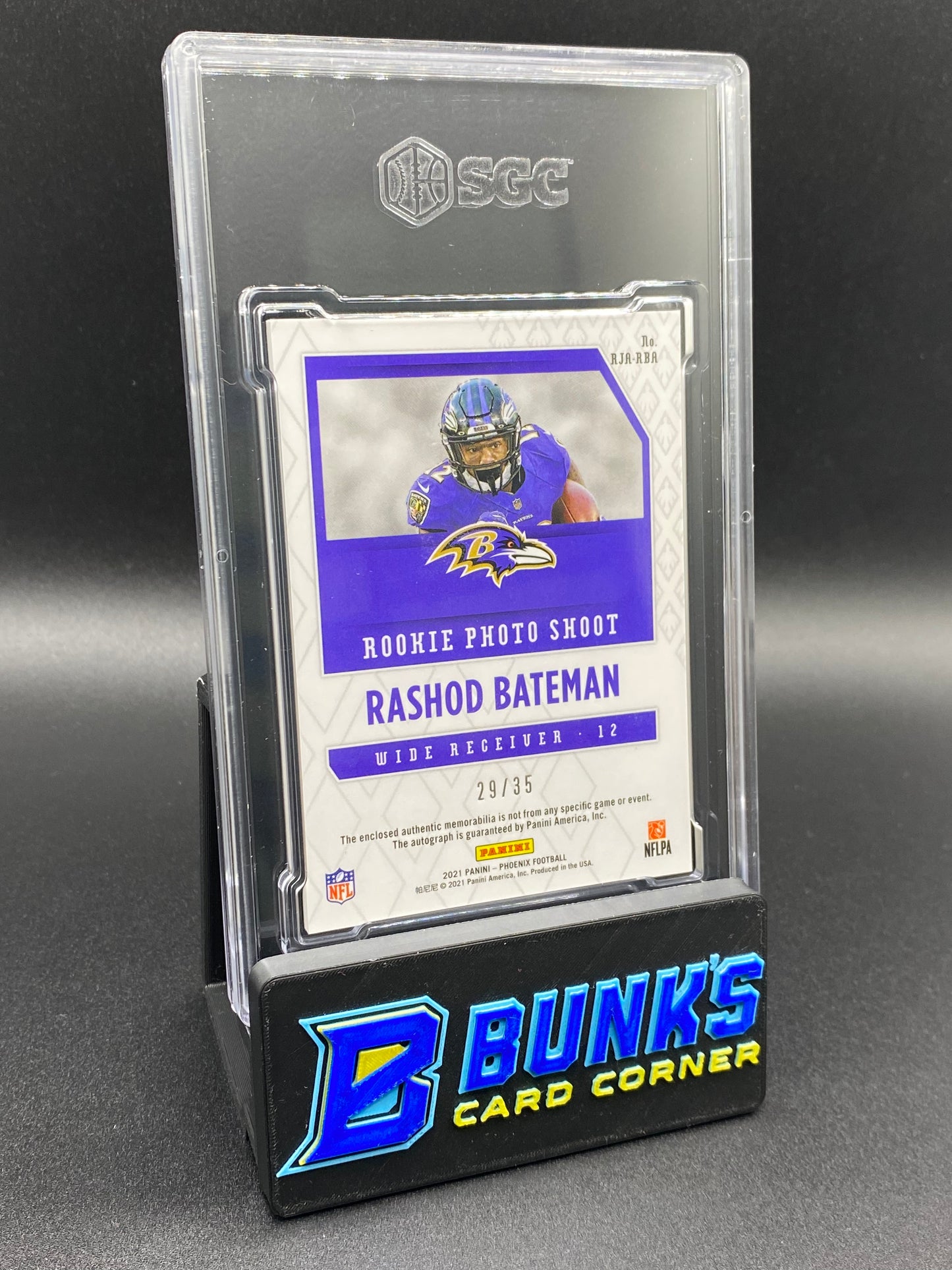 2021 Rashod Bateman Rookie Jersey Auto Prime yellow 29/35 SGC 10/9