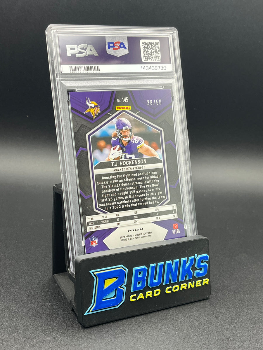 2024 TJ Hockenson Purple No Huddle Mosaic PSA 9 38/50