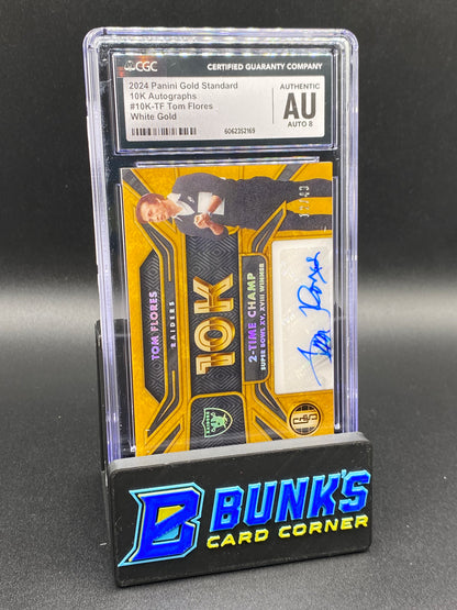 2024 Auto Tom Flores White Gold CGC Authentic Auto 8 12/49