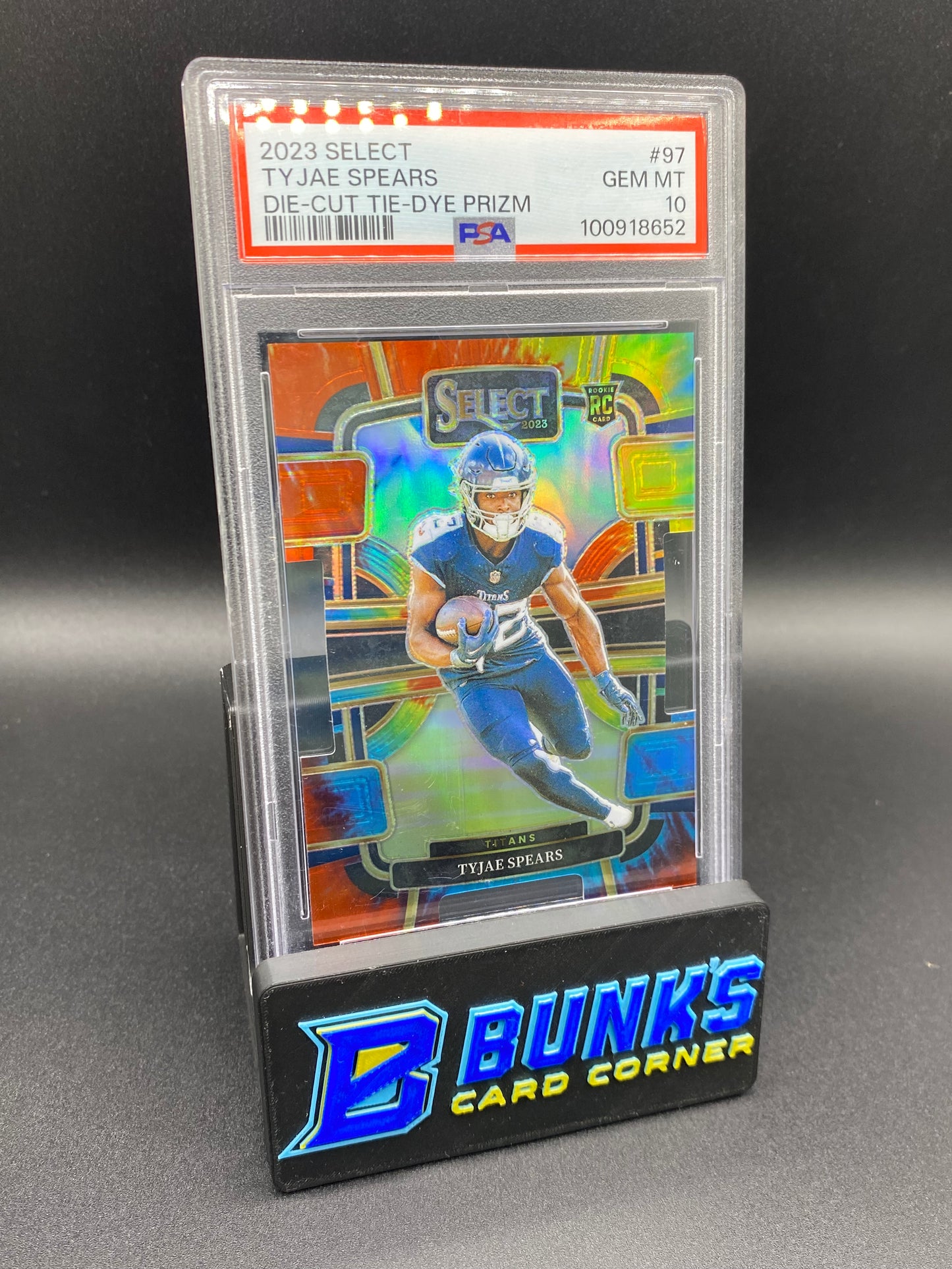 2023 Tyjae Spears Die-Cut Tie-Dye Prizm PSA 10 2/25