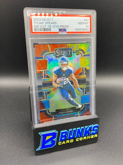 2023 Tyjae Spears Die-Cut Tie-Dye Prizm PSA 10 2/25