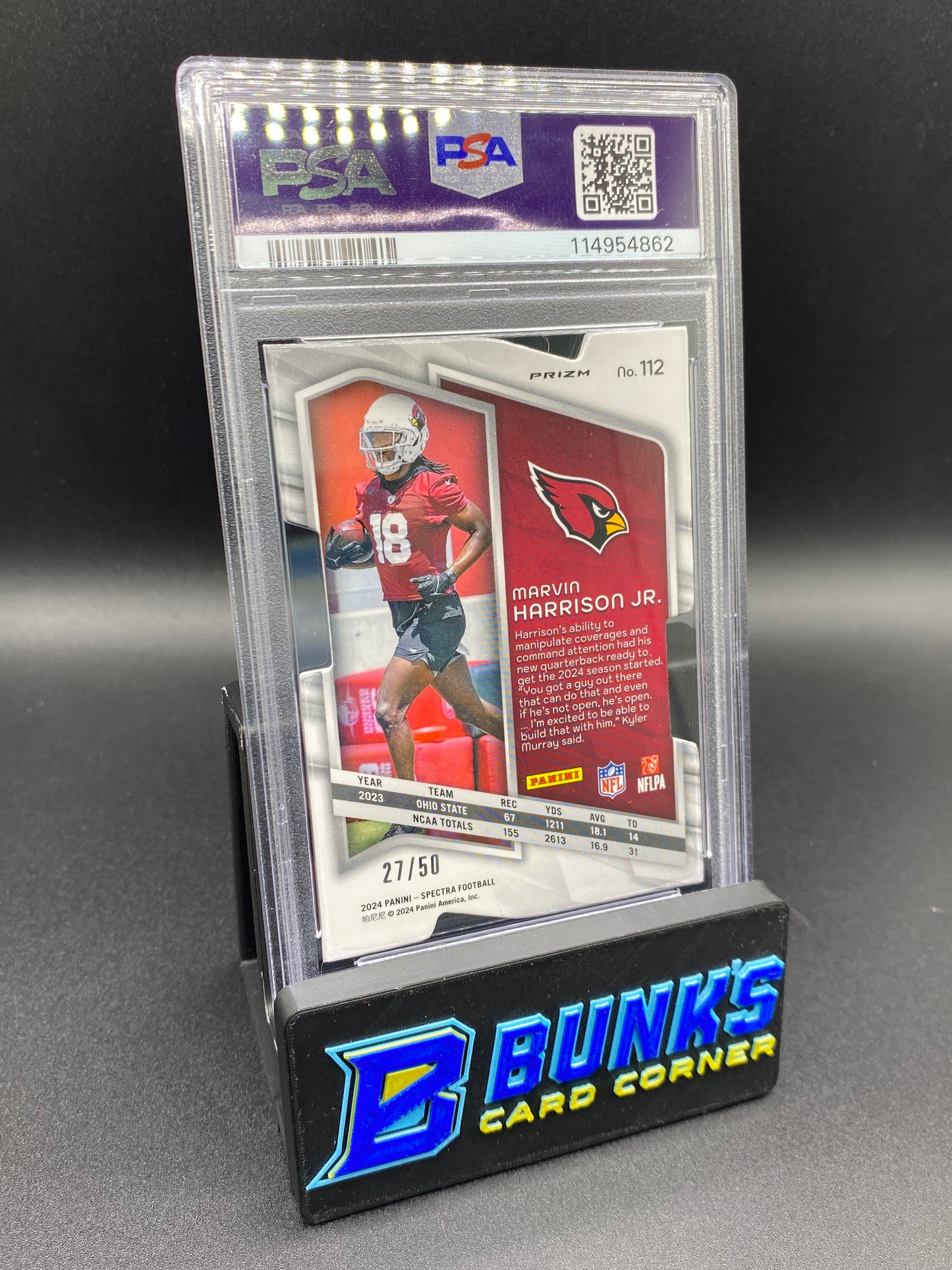 2024 Marvin Harrison Jr. Neon Blue Die-Cut PSA 9