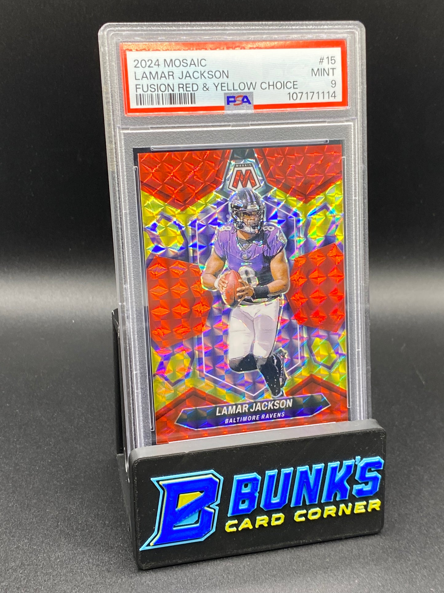 2024 Lamar Jackson Fusion Red & Yellow Choice PSA 9 46/80