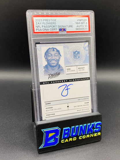 2023 Zay Flowers NFL Passport Sig PSA Auto 10