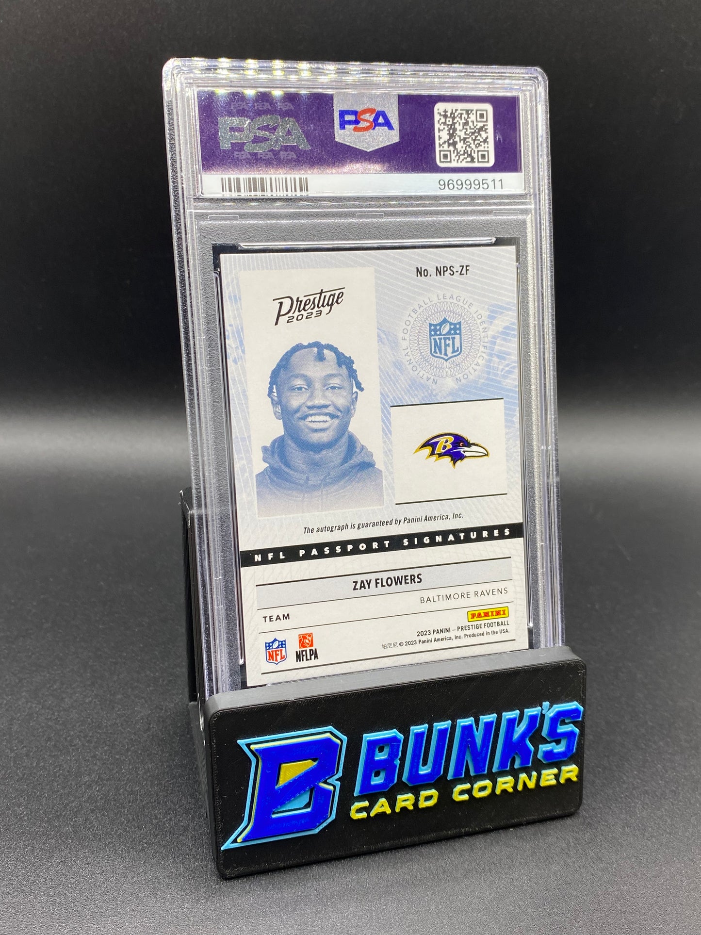 2023 Zay Flowers NFL Passport Sig PSA Auto 10