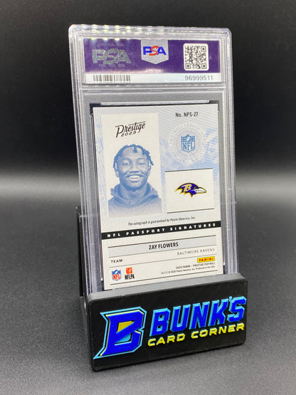2023 Zay Flowers NFL Passport Sig PSA Auto 10