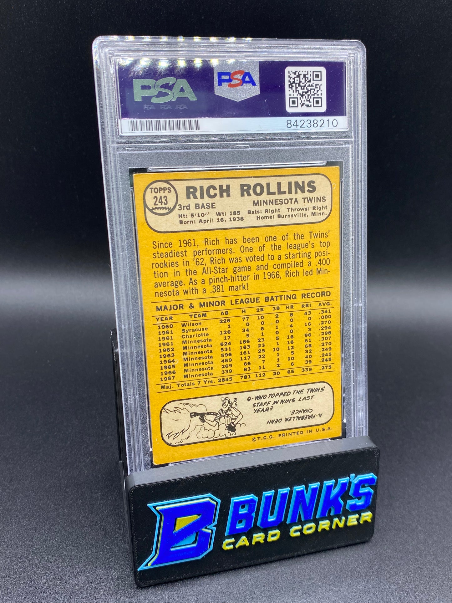Rich Rollins Auto Grade PSA 9