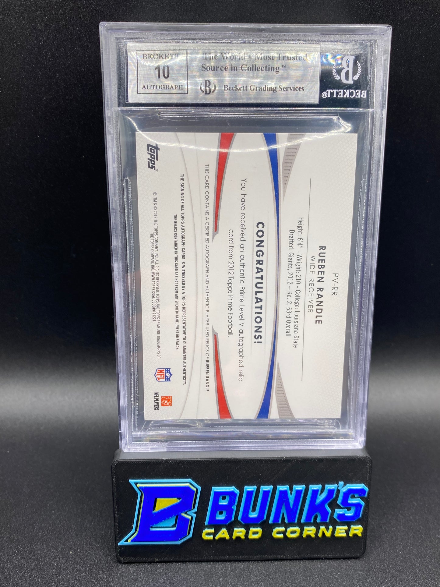 2012 Rueben Randle Auto Patches Gold Beckett 9
