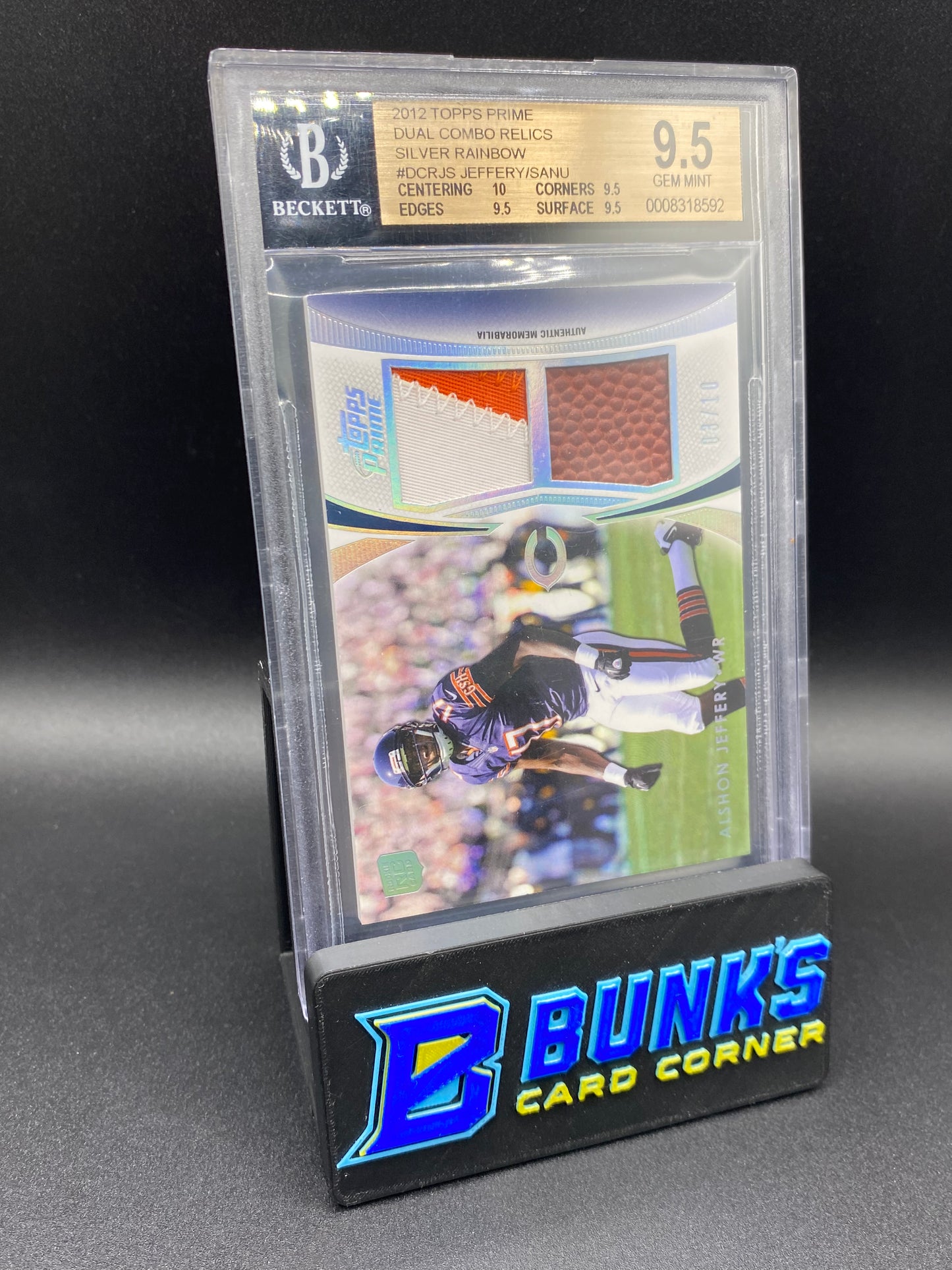 2012 Alshon Jeffery Silver Dual Combo Relics Beckett 9.5 3/10