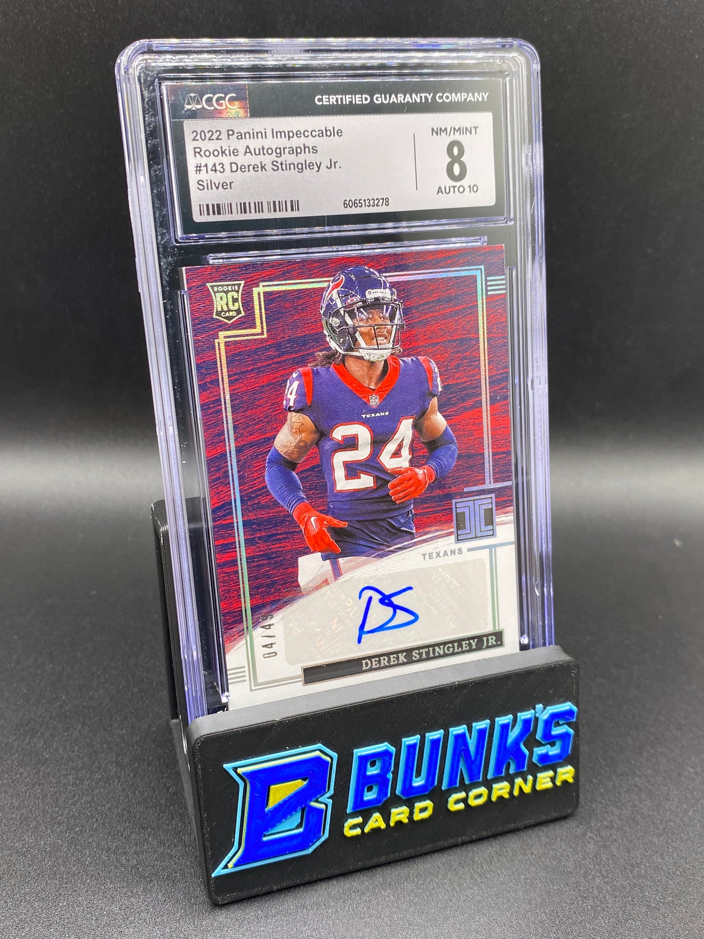 2022 Derek Stingley Jr. Silver Auto SGC 8/10 Rc 4/49