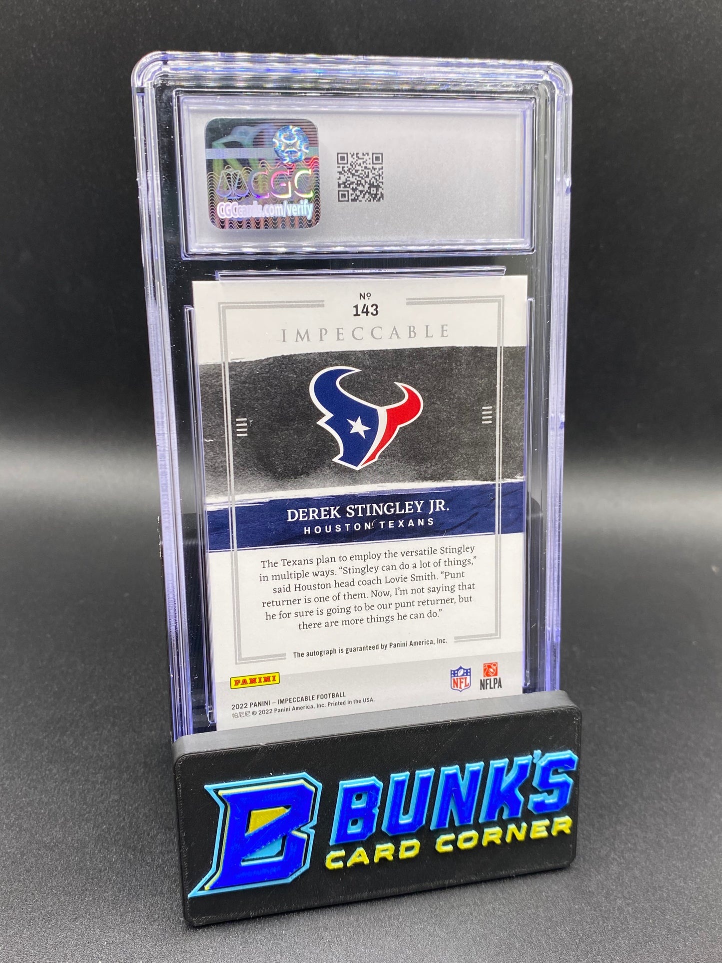 2022 Derek Stingley Jr. Silver Auto SGC 8/10 Rc 4/49